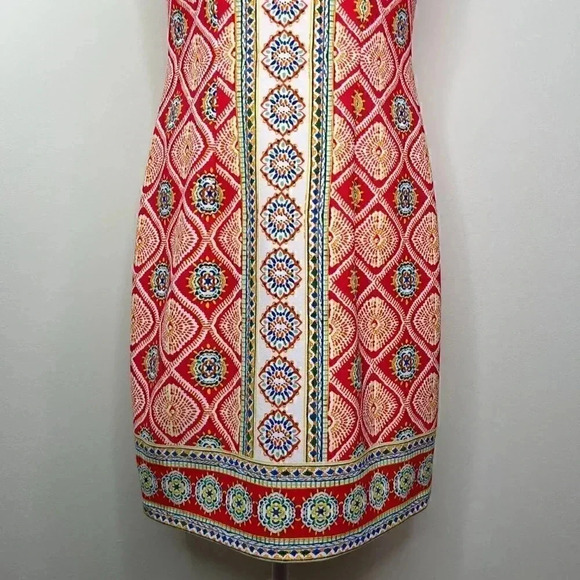 R&K Sleeveless Colorful Pattern Panel Dress - Pink, Blue, Yellow, White - 4 - Picture 4 of 14